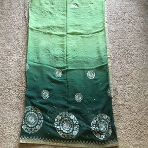 Green Georgette Sari